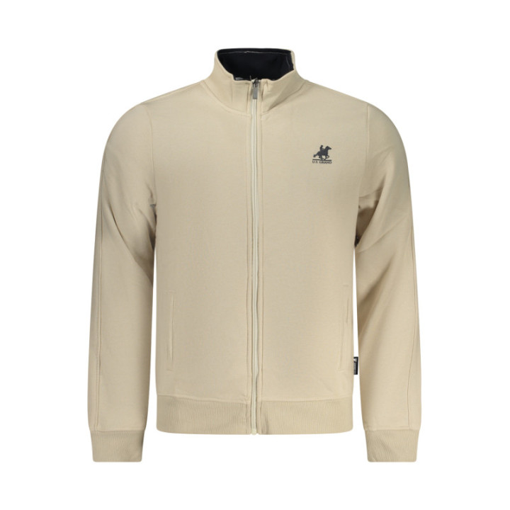 SWEAT-SHIRT BEIGE À FERMETURE ÉCLAIR POUR HOMME US GRAND