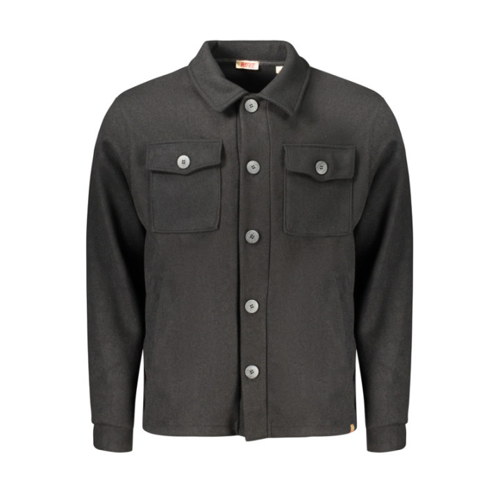 Chemise à manches longues pour homme, motif fusil, noire