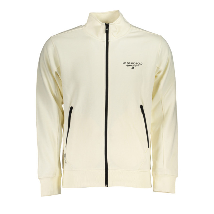 SWEAT-SHIRT BLANC À FERMETURE ÉCLAIR POUR HOMME US GRAND