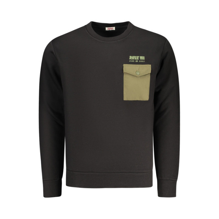 SWEAT-SHIRT NOIR À FERMETURE ÉCLAIR POUR HOMME RIFLE